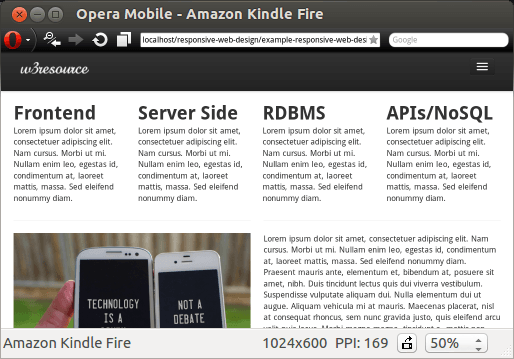 unResponsive design on Amazon Kindle Fire with a different orientation